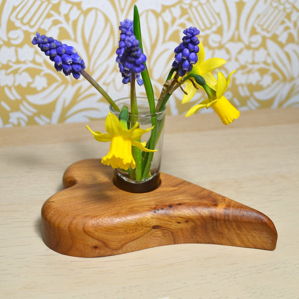 Heart Shaped Handmade Elm Wooden Budvase - Prezents.com