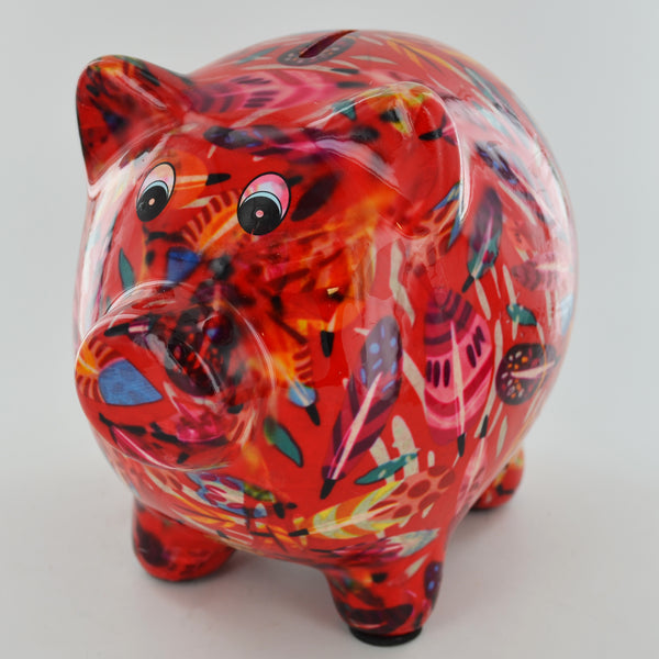 Pomme Pidou Pixie Pig Animal Money Bank - Red