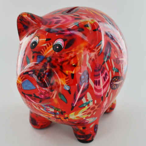 Pomme Pidou Pixie Pig Animal Money Bank - Red