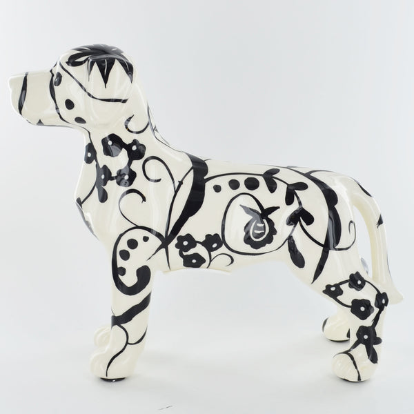 Pomme Pidou Jules the Labrador Dog Animal Money Bank - Black and White Spirals