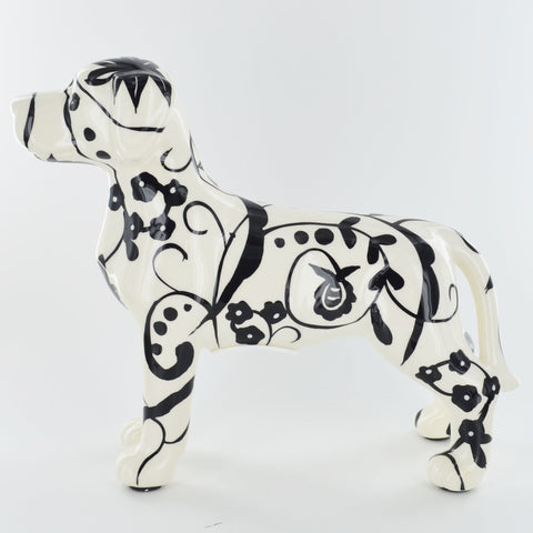 Pomme Pidou Jules the Labrador Dog Animal Money Bank - Black and White Spirals