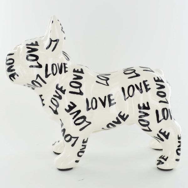 Pomme Pidou Jack the French Bulldog Dog Animal Money Bank - Black and White Love Pattern