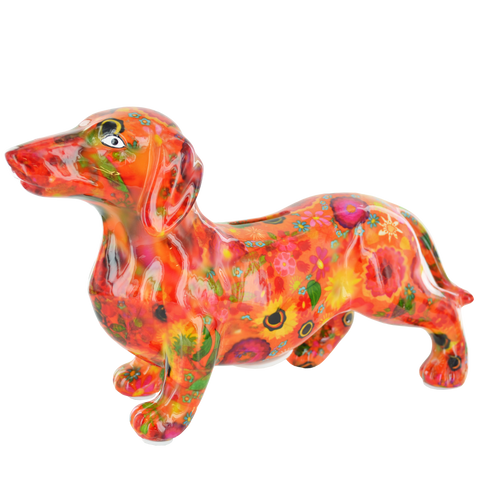 Pomme Pidou Frankie the Dachshund Animal Money Bank - Orange