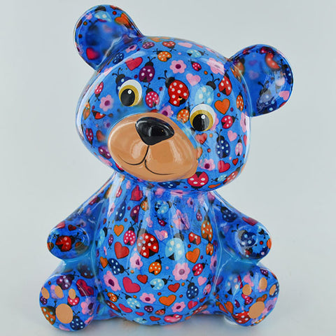 Pomme Pidou Toto the Teddy Bear Animal Money Bank - Light Blue