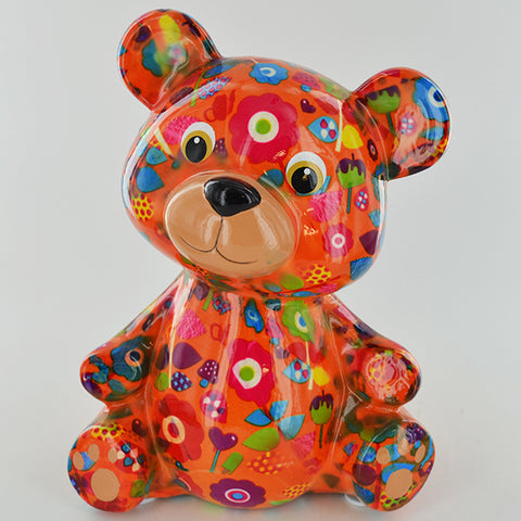 Pomme Pidou Toto the Teddy Bear Animal Money Bank - Orange