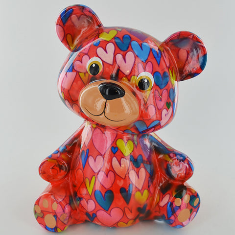 Pomme Pidou Toto the Teddy Bear Animal Money Bank - Red
