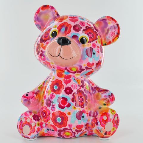 Pomme Pidou Toto the Teddy Bear Animal Money Bank - Pink