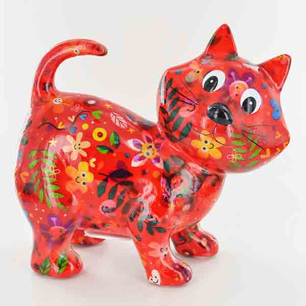 Pomme Pidou Kiki the Cat Animal Money Bank - Red