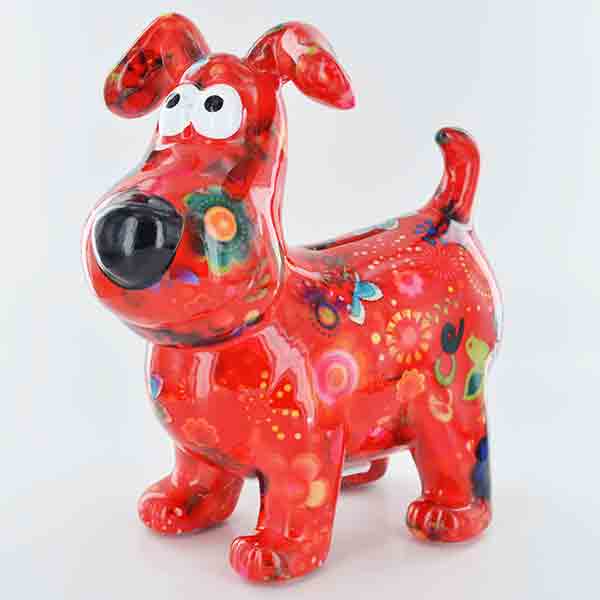 Pomme Pidou Hugo The Dog Animal Money Bank - Red