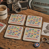 Lambretta Multicoloured Scooter Coaster Set of 4