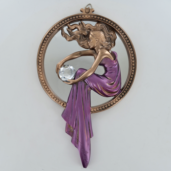 Art Deco Lady Holding a Ball Bronze Wall Mirror Plaque