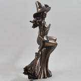 Witch Riding Broom, Magic Style Cold Cast Bronze Sculpture - Prezents.com