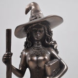 Witch With Black Cat, Magic Style Cold Cast Bronze Sculpture - Prezents.com