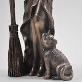Witch With Black Cat, Magic Style Cold Cast Bronze Sculpture - Prezents.com
