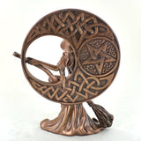 Witch with Celtic Moon Cold Cast Bronze Sculpture - Prezents.com