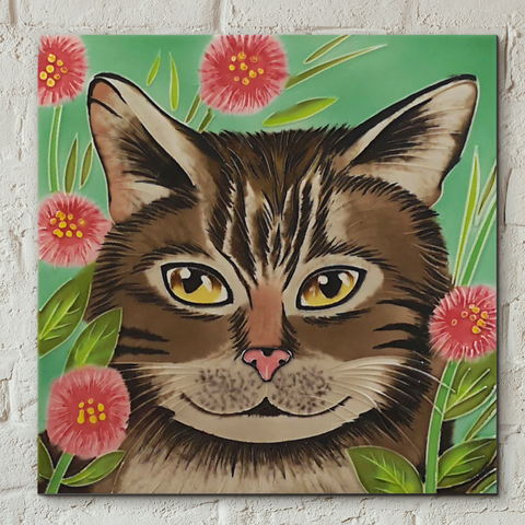 Tabby Cat Decorative Ceramic Tile by Judith Yates