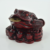 Small 3 Legged Red Resin Money Toad Lucky Ornament Feng Shui