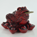 Medium Red Resin Money Toad Lucky Ornament Feng Shui
