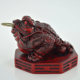 Medium 3 Legged Red Resin Money Toad On Bagua Lucky Ornament Feng Shui