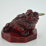Medium 3 Legged Red Resin Money Toad On Bagua Lucky Ornament Feng Shui