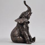 Sitting Elephant Cold Cast Bronze Sculpture - Prezents.com