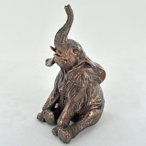 Sitting Elephant Cold Cast Bronze Sculpture - Prezents.com