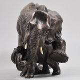 Mother and Baby Elephant Cold Cast Bronze Sculpture - Prezents.com