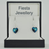 Sterling Silver 10mm Crystal Heart Earrings - 12 Colours - Prezents.com