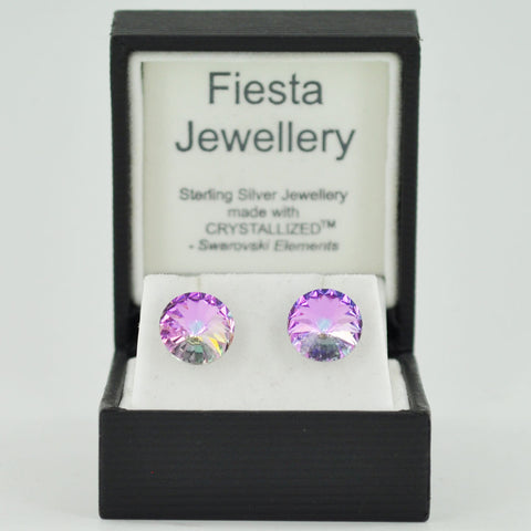 Sterling Silver 10mm Crystal Stud Earrings - Ten Colours - Prezents.com