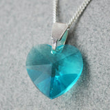 Sterling Silver 14mm Crystal Heart Necklace - 12 Colours - Prezents.com