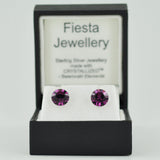 Sterling Silver 8mm Faceted Crystal Stud Earrings - Prezents.com