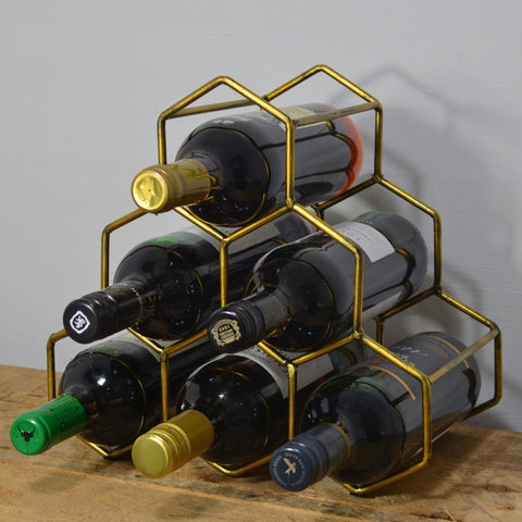 Hexagonal 6 Bottle Metal Wine Rack - Prezents.com