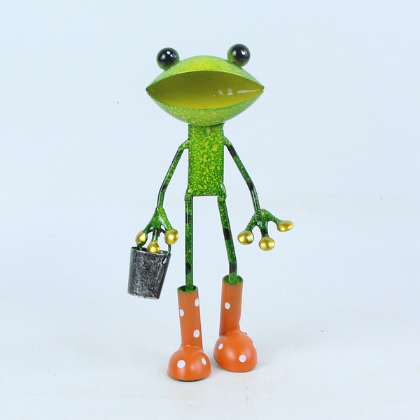 Green Frog Holding A Bucket