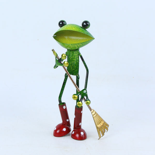 Green Frog Holding A Rake
