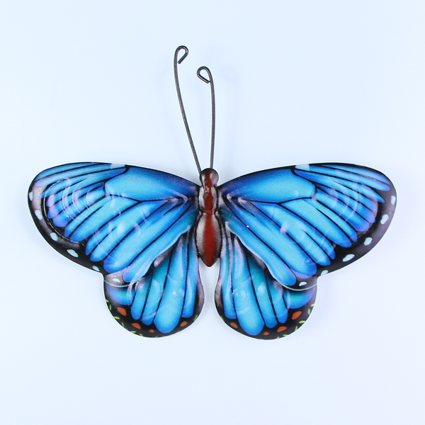 Pair of Blue Butterflies Metal Garden Decor