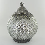 Moroccan Style Silver Patterned Glass LED Lantern - Prezents.com