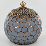 Moroccan Style Grey Geometric Patterned Glass LED Lantern - Prezents.com