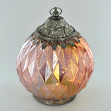 Moroccan Style Pink Iridescent Glass LED Lantern