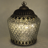 LED Silver Moroccan Style Glass Battery Powered Lantern Home Decor Christmas 24489