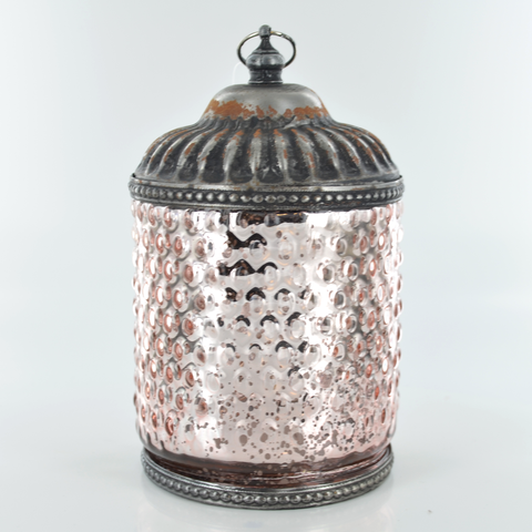LED Rose Gold Moroccan Style Glass Battery Powered Lantern Home Decor Christmas 24498