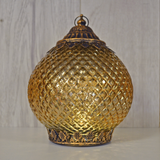 LED Pale Gold Moroccan Style Glass Battery Powered Lantern Home Decor Christmas 24504