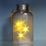 Star Style Pink Glass LED Lantern Wedding Decor Battery Powered Home Christmas 24613