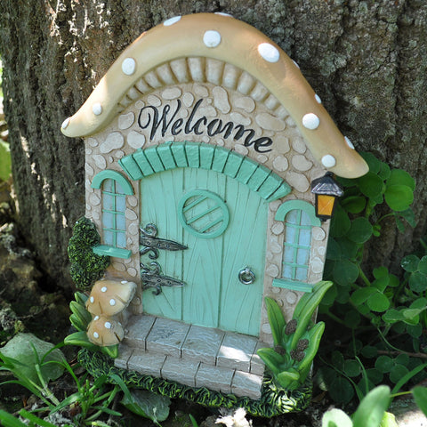 Fairy Door - Light Blue Mushroom Cottage - Prezents.com