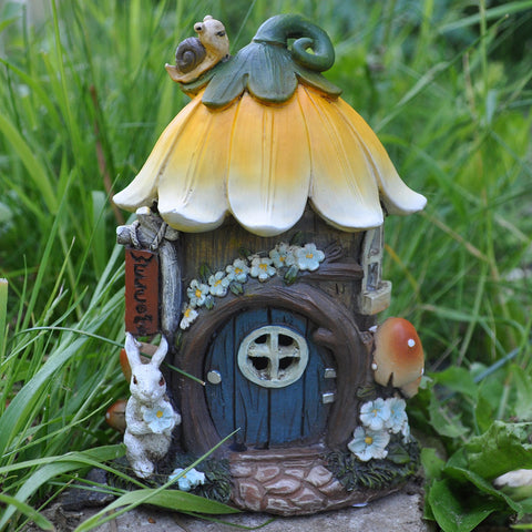 Fairy House - Floral Animal Cottage with Lights - Prezents.com