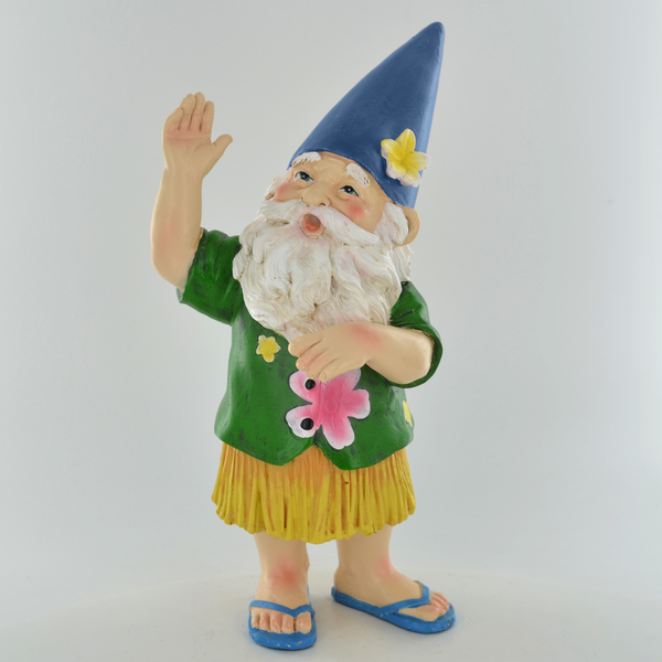 Gnome On Holiday - With Hula Skirt Comical Garden Decor