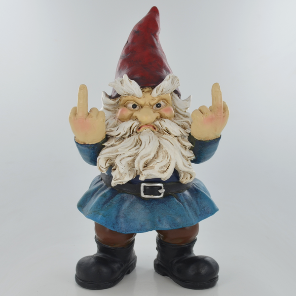 Gnome Double Middle Finger - Cheeky Rude Comical Garden Decor