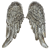Pair of Silver Wall Hanging Feathered Angel Wings Decorative Wall Plaques