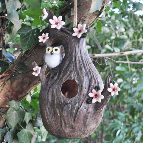 Bird House with Owl and Flowers - Prezents.com