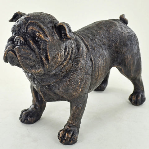 British Bulldog Dog Painted Bronze Resin Sculpture - Prezents.com