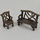 Miniature Wooden Bench and Chair Set for the Fairy Garden - Prezents.com